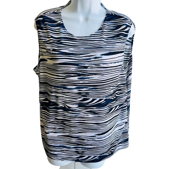 Laura Ashley Sleeveless Zebra Print Tank Top Size L Y2K Bold Stripe - Picture 1 of 4